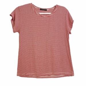 Brandy Melville Top Women’s Red And White Striped Semi Crop One Size